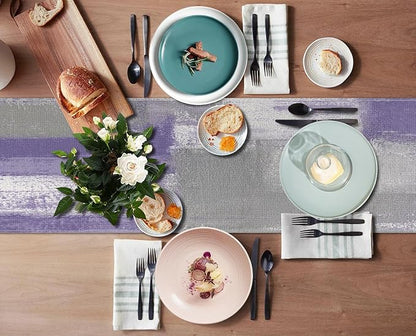 Emvency Table Runner, 13x72 Inch, Abstract Vintage Art | Purple Grey Dining - Image 4