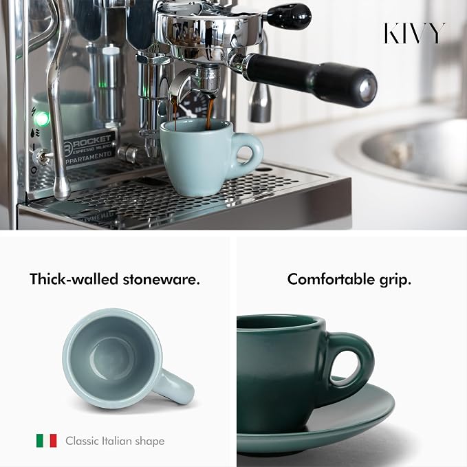 KIVY Espresso Cups Set of 4- Espresso Set Thick Walled Stoneware Espresso Cup - Image 2