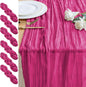 Cheesecloth Table Runner 10FT 6Pcs Fuchsia Boho Gauze Rustic Sheer Runners | by Xiomot