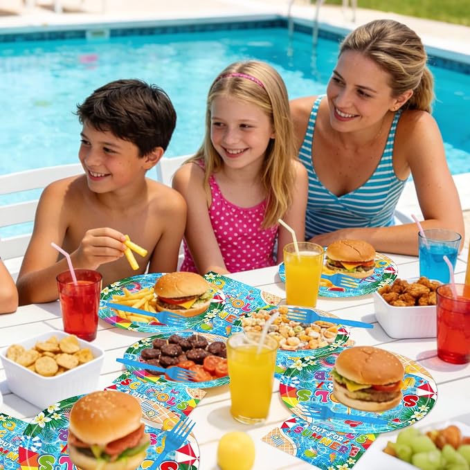EUOYUFO 96Pcs School's Out for Summer Paper Plates Napkins Forks End of School - Image 7