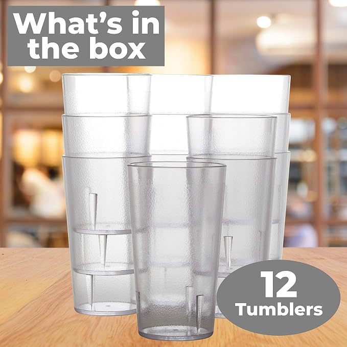 Restaurant Grade, BPA-Free 12oz Clear Plastic Cups 12pk. Super Durable - Image 8