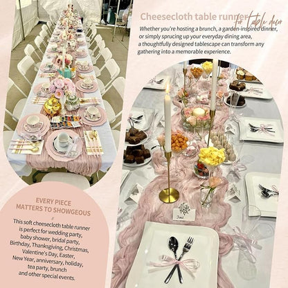 4 Pack Cheesecloth Table Runner 10FT Dusty Pink Table Runner Boho Gauze Cheese - Image 8