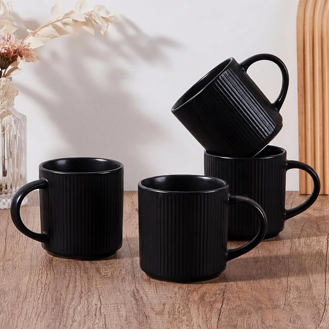 E-far Coffee Mugs Set of 4, 12 oz Stoneware Coffee Cups by E-far