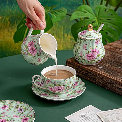 Agyiuns Tea Cup and Saucers, 6.4oz Floral Tea Cups - Image 5