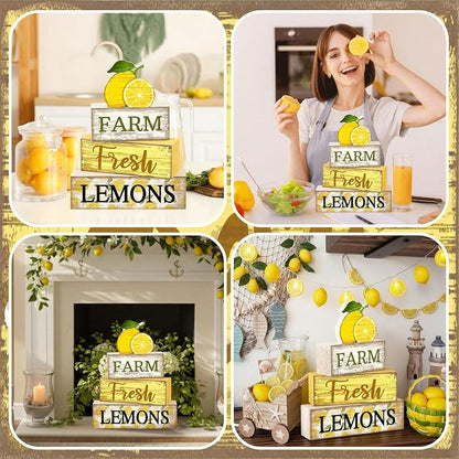 Moucuny 4 Pcs Summer Lemon Decor Summer Table Decorations Farm Fresh Lemons - Image 5