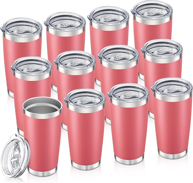 20oz Tumbler Bulk with Lid Stainless Steel Tumblers, 12 Pack | Leak Proof Lid by Unknown