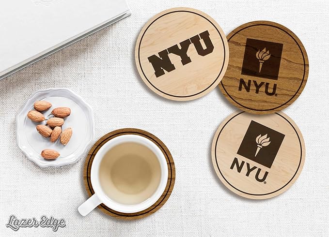 LazerEdge New York Violets Wooden Coaster Set - Cherry Wood - Officially Licensed Product - 4-Pack