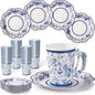 FillTouch 100 Sets Blue Floral Paper Tea Cups and Saucers Disposable Paper Tea by FillTouch