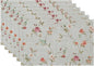 QIYI Boho Placemats Set of 6, 12x18 Inch Linen Fabric Floral Place Mats for Kitchen Dinning, Farmhouse Rustic Cloth Table Mats, Washable Placemat Party Table Décor, Vintage Pink Flowers