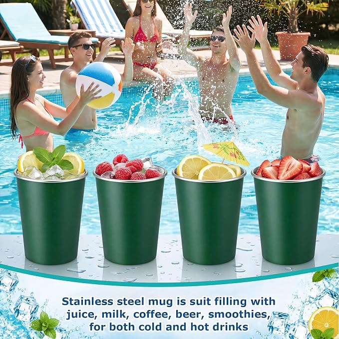 Mimorou 20 Pack 12 oz Stainless Steel Pint Cups Metal Cups Unbreakable Drinking - Image 4