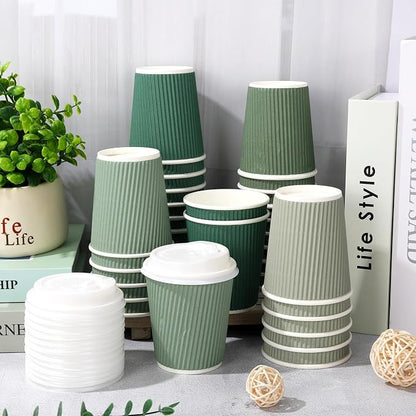 Whaline 100Pcs Sage Green Disposable Coffee Cups - Image 3