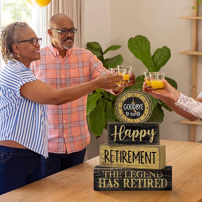 Moucuny 4 Pcs Retirement Party Decorations Happy Retirement Table Decor Black - Image 7