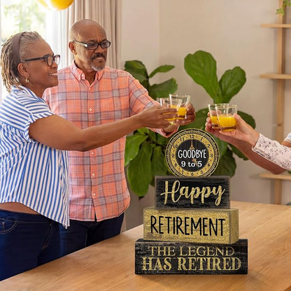 Moucuny 4 Pcs Retirement Party Decorations Happy Retirement Table Decor Black - Image 7
