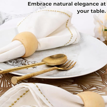 ALPHA Living HOME Rustic Napkin Rings -12 Pcs Round Wooden Napkin Holder Buckles for Easter Fall Thanksgiving Christmas Wedding Holidays Dinners Party Supplies Everyday Use (Natural)