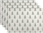 Pine Trees Christmas Placemats Set of 4 Xmas Tree Vintage Rustic Print Place Mats Winter Holiday Green White Farmhouse Linen Table Mats for Indoor Outdoor Kitchen Dining Party Decor