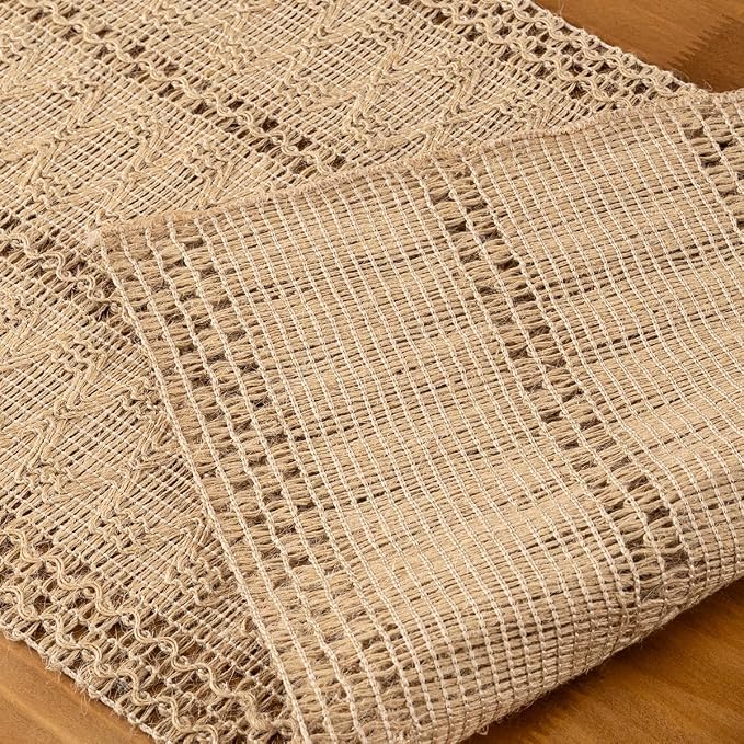 Burlap Boho Table Runner Farmhouse Jute Bamboo Table Runner 12x36 Inch | Small - Image 5