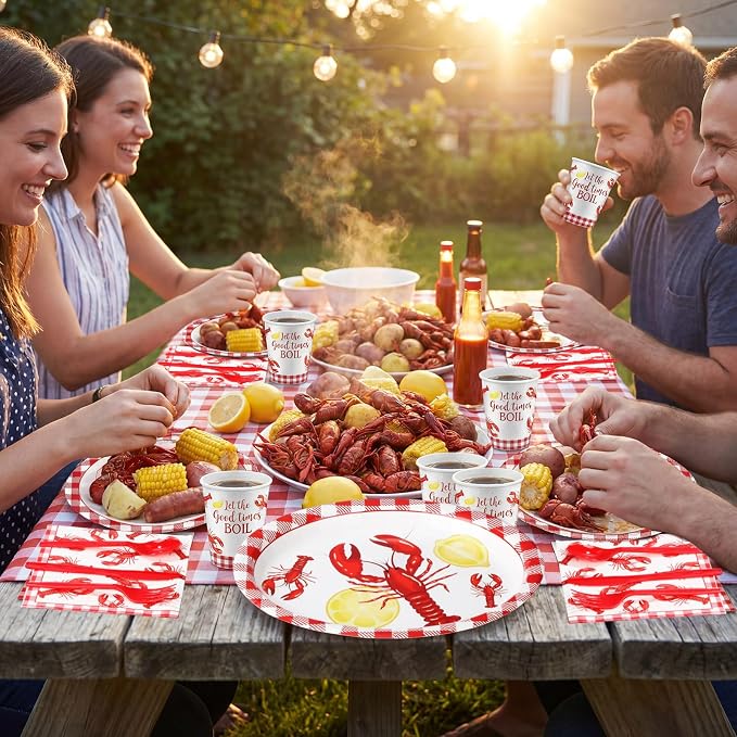 350 Pcs Crawfish Boil Party Decorations 12 in Disposable Oval Plates and - Image 6