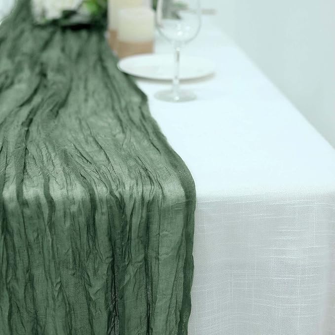 Efavormart 10ft Moss Green Cheesecloth Table Runner - Image 6