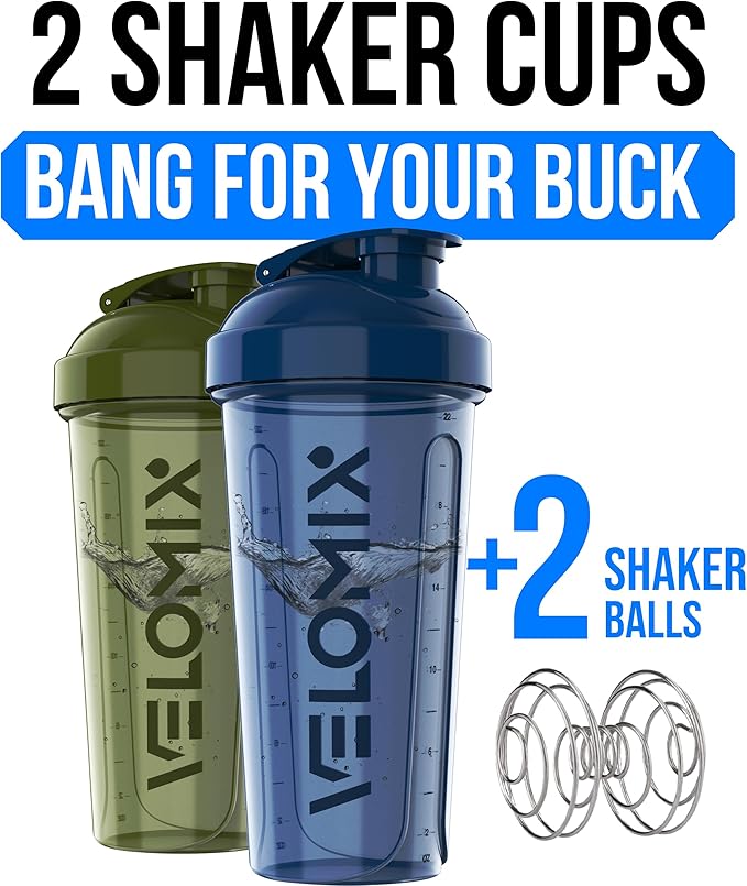 VELOMIX 2 Pack 28oz Protein Shaker Bottle - Image 2
