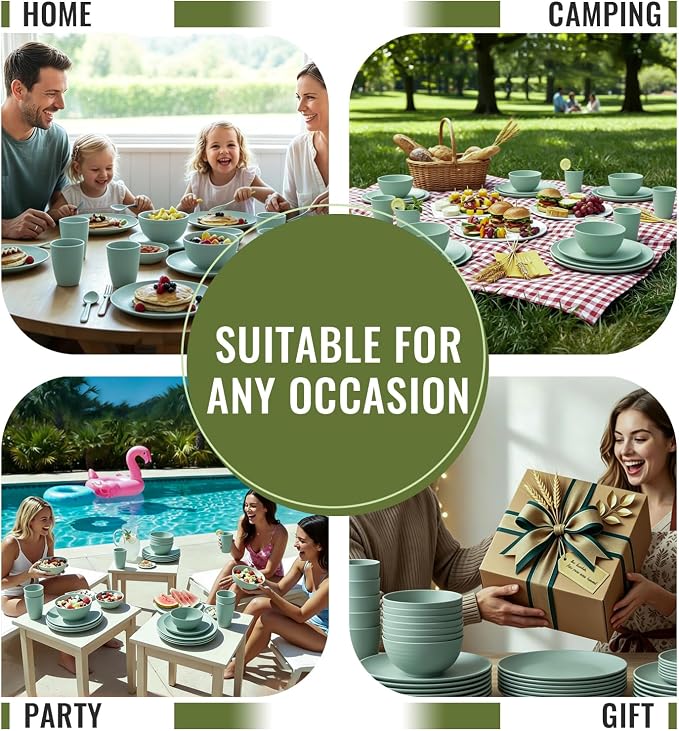 Wheat Straw Dinnerware Sets 40 PCS Unbreakable Dishes Set - Image 8