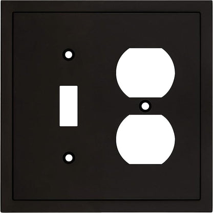Modern Edge Decorative Wall Plate Switch Plate Outlet Cover, Durable Solid Zinc Alloy (Toggle/Duplex, Matte Black)