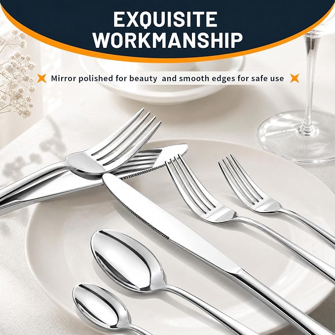 NICE KITCHEN Silverware Set, 40 Piece Stainless Steel Cutlery Sets - Image 6