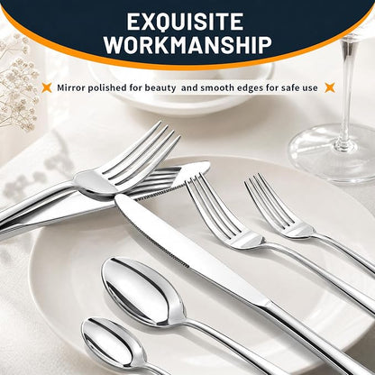 NICE KITCHEN Silverware Set, 40 Piece Stainless Steel Cutlery Sets - Image 6