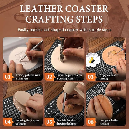 Nitlak Leather Crafting Kit, Leather Working Tools, Coaster Making Kit | - Image 3