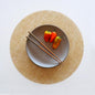 modern-twist 15" Round Silicone Placemat, BPA, PVC-Free Table Mat, Dishwasher Safe, Linen Print in Straw, Pack of 1