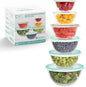 COOK WITH COLOR 12 Pc Glass Mixing Bowl Set with Lids – Borosilicate Glass Nesting Bowls for Cooking, Baking and Meal Prep, Mint