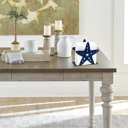 OIGUMR napkin holder farmhouse napkin holder 6x 5.5 inch (Blue Star, 1)