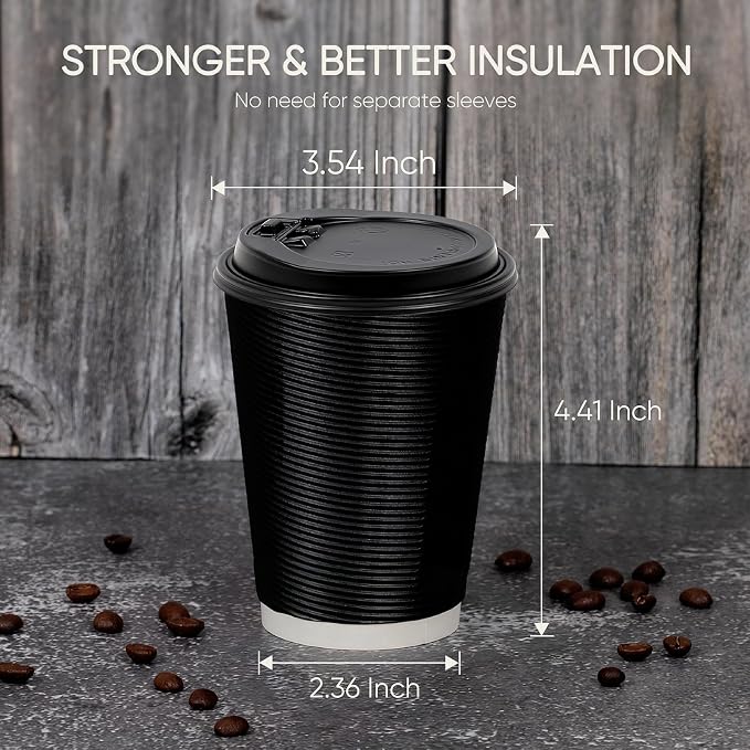 100 Pack 12 oz Disposable Coffee Cups - Image 2