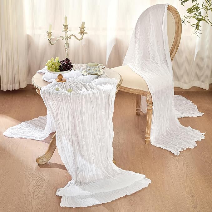 12 Pack White Cheesecloth Table Runner Boho Gauze Wedding Decor | 120 Inch - Image 3