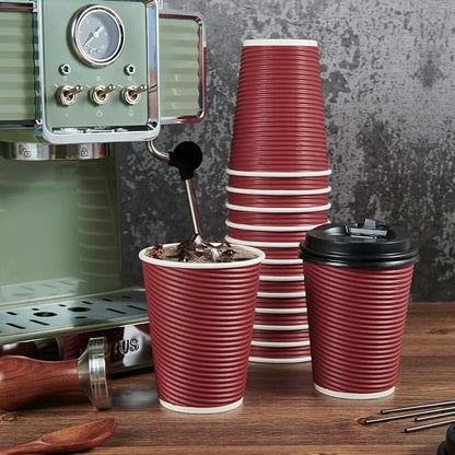 LITOPAK Coffee Cups 12 oz, 80 Pack Insulated Ripple Wall Hot Paper Cups | Three - Image 5