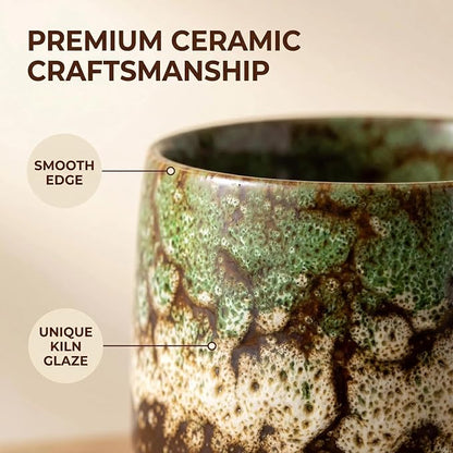 Japanese Tea Cups Set of 4pcs, 7oz/205ml Elegant Ceramic Matcha Cups - Image 4