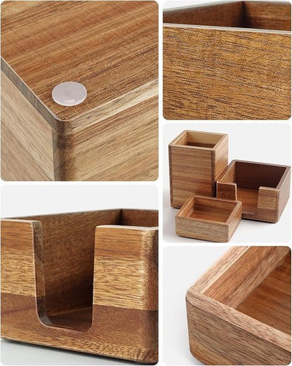 Acacia Wood Desk Organizer Set - Image 2