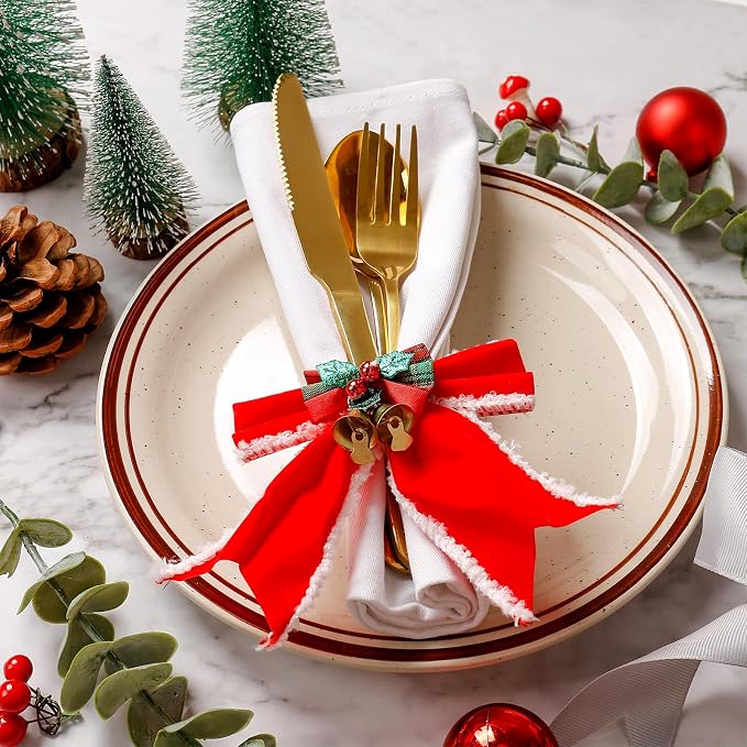 wonlex Christmas Napkin Rings Set of 6, Butterfly Handmade Napkin Ring Table - Image 3