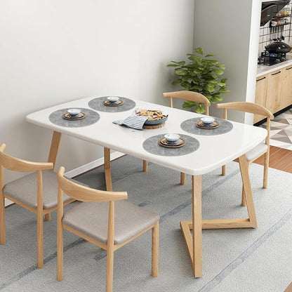 Homaxy Round Faux Leather Placemats and Coasters, Light Grey | Washable - Image 8