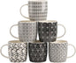 Okllen 6 Pack 11.5 Oz Coffee Mugs Geometric Textured, Ceramic Coffee Mugs by Okllen