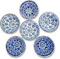 Handmade Decorative Turkish Ceramic Mini Pinch Bowls Set of 6 – Small Dipping & Serving Sauce Bowls, Charcuterie Accessories, Hand-Painted Evil Eye Pattern Snack Dishes for Kitchen & Table Decor