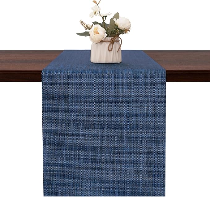 Table Runner 55 Inches Long, Vinyl Woven Heatproof Table Runners | Washable by Banchif