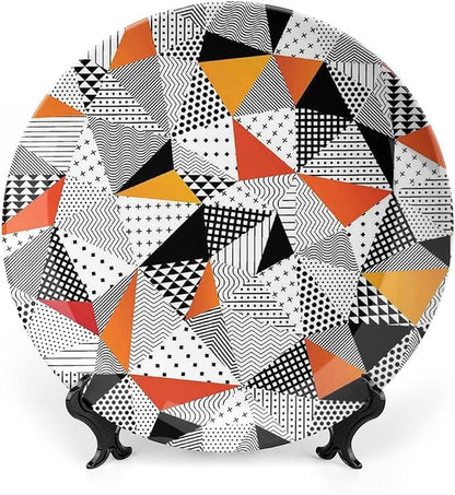Ceramic Plates, Abstract Decor Decorative Ceramic Plates, Fashionable Polygonal Artwork Panes Craft Projects, 7 Inch, Household Plates Decorative, Multy