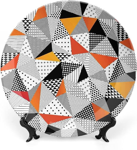 Ceramic Plates, Abstract Decor Decorative Ceramic Plates, Fashionable Polygonal Artwork Panes Craft Projects, 7 Inch, Household Plates Decorative, Multy