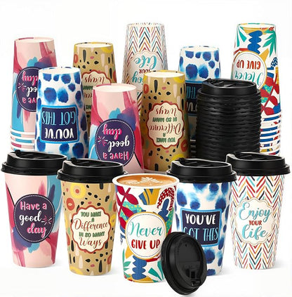 50 Pack 16 oz Disposable Coffee Cup by Ovveroche