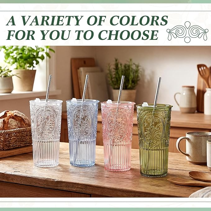 4 Set 20oz Vintage Plastic Tumbler - Image 5
