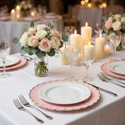 13 Inch Pink Scalloped Charger Plates - Image 8