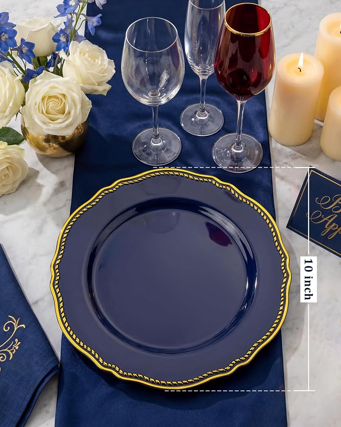 60pcs Blue Plastic Plates - Image 2