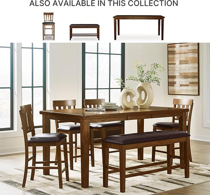 Signature Design by Ashley Ralene Traditional 26" Counter Height Faux Leather Seat Barstool, 2 Count, Brown