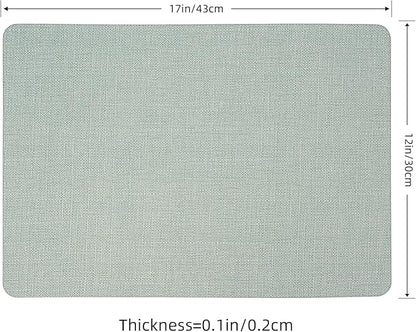 Heat Resistant Placemats Set of 2, 17x12in Waterproof Wipeable Faux Leather Non Slip Table Mats, Easy to Clean, Stain Resistant, for Kitchen Dining Room– Sage Green