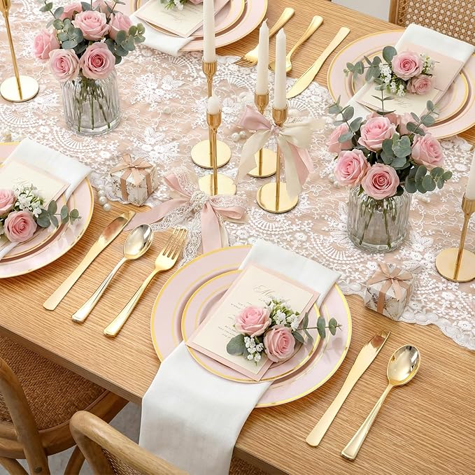 350PCS Pink Disposable Plates - Image 4